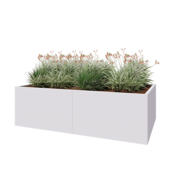 Steel planter XXL - Rectangle - 200 x 120 x 60 cm - RAL9005 matt (white) - Without bottom plate