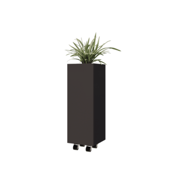 Steel planter - Square - 30 x 30 x 80 cm - RAL7016 matt (anthracite grey) - With bottom plate - With wheels