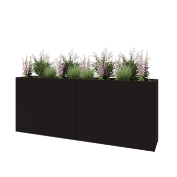 Steel planter XXL - Rectangle - 200 x 40 x 80 cm - RAL9005 matt (black) - With bottom plate