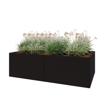 Steel planter XXL - Rectangle - 200 x 120 x 60 cm - RAL9005 matt (black) - Without bottom plate