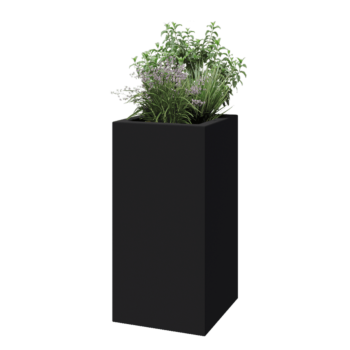 Fibreglass planter - Square - 50 x 50 x 100 cm - RAL7021 matt (black grey) - With bottom