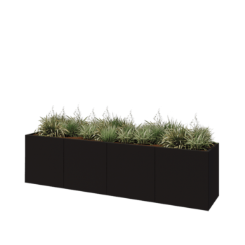 Steel planter XXL - Rectangle - 320 x 60 x 80 cm - RAL9005 matt (black) - Without bottom plate