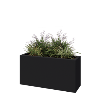 Fibreglass planter - Rectangle - 100 x 30 x 50 cm - RAL7021 matt (black grey) - With bottom