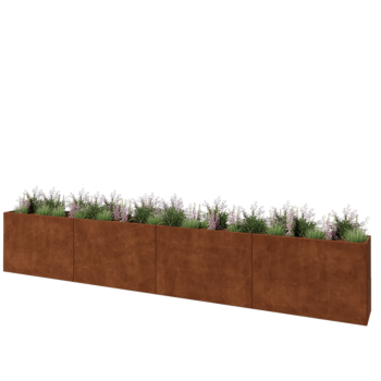 Corten steel planter XXL - Rectangle - 480 x 40 x 80 cm - Without bottom plate