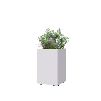 Steel planter - Square - 40 x 40 x 60 cm - RAL9005 matt (white) - With bottom plate - With legs