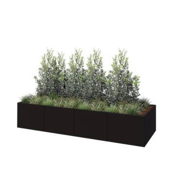 Steel planter XXL - Rectangle - 320 x 100 x 60 cm - RAL9005 matt (black) - Without bottom plate