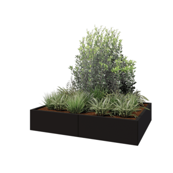 Steel planter XXL - Rectangle - 160 x 120 x 30 cm - RAL9005 matt (black) - With bottom plate