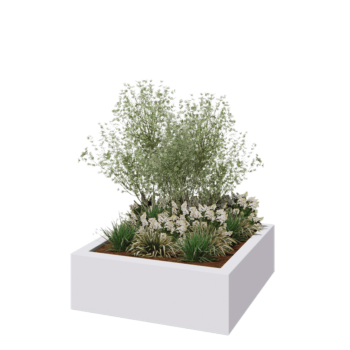 Fibreglass planter - Square - 120 x 120 x 40 cm - RAL9010 matt (white) - With bottom