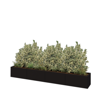 Steel planter XXL - Rectangle - 320 x 40 x 40 cm - RAL9005 matt (black) - Without bottom plate