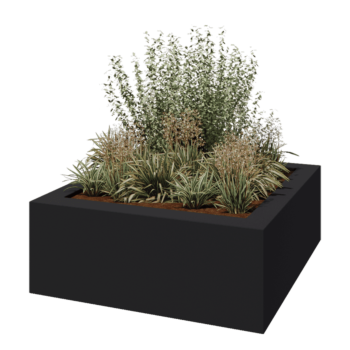Fibreglass planter - Square - 160 x 160 x 60 cm - RAL7021 matt (black grey) - With bottom