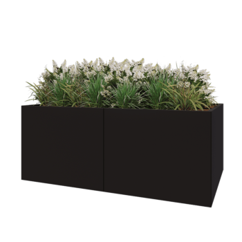 Steel planter XXL - Rectangle - 200 x 120 x 80 cm - RAL9005 matt (black) - Without bottom plate