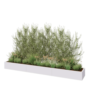 Steel planter XXL - Rectangle - 360 x 50 x 30 cm - RAL9005 matt (white) - Without bottom plate