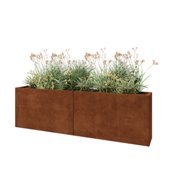 Corten steel planter XXL - Rectangle - 200 x 30 x 60 cm - With bottom plate