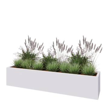 Fibreglass planter - Rectangle - 200 x 40 x 40 cm - RAL9010 matt (white) - With bottom