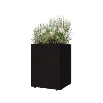 Steel planter - Square - 60 x 60 x 80 cm - RAL9005 matt (black) - With bottom plate - With legs