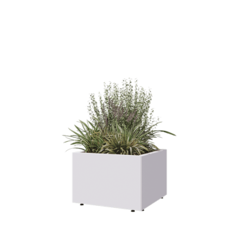 Steel planter - Square - 60 x 60 x 40 cm - RAL9005 matt (white) - With bottom plate - With legs