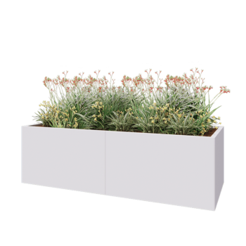 Steel planter XXL - Rectangle - 200 x 80 x 60 cm - RAL9005 matt (white) - With bottom plate