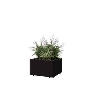 Steel planter - Square - 50 x 50 x 30 cm - RAL9005 matt (black) - With bottom plate - With legs