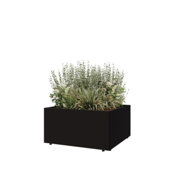 Steel planter - Square - 80 x 80 x 40 cm - RAL9005 matt (black) - With bottom plate - With legs