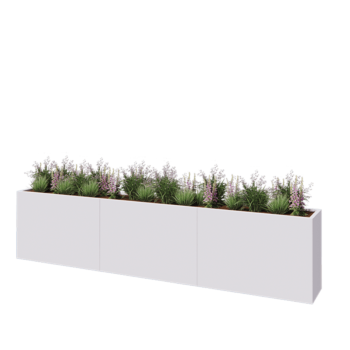 Steel planter XXL - Rectangle - 360 x 40 x 80 cm - RAL9005 matt (white) - Without bottom plate