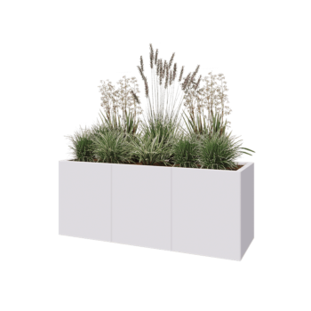 Steel planter XXL - Rectangle - 150 x 50 x 60 cm - RAL9005 matt (white) - With bottom plate