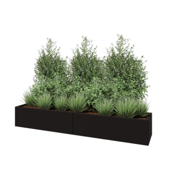 Steel planter XXL - Rectangle - 200 x 40 x 30 cm - RAL9005 matt (black) - Without bottom plate