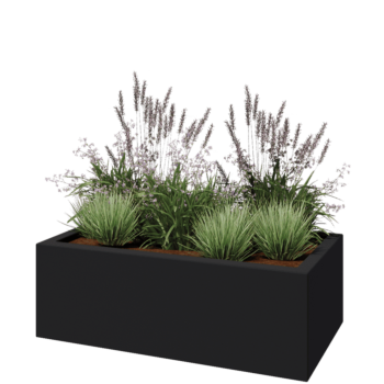 Fibreglass planter - Rectangle - 120 x 60 x 40 cm - RAL7021 matt (black grey) - With bottom