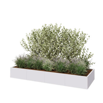 Steel planter XXL - Rectangle - 320 x 100 x 40 cm - RAL9005 matt (white) - Without bottom plate