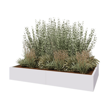 Steel planter XXL - Rectangle - 200 x 120 x 30 cm - RAL9005 matt (white) - Without bottom plate