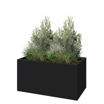 Fibreglass planter - Rectangle - 100 x 50 x 50 cm - RAL7021 matt (black grey) - With bottom