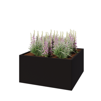 Steel planter - Square - 120 x 120 x 60 cm - RAL9005 matt (black) - Without bottom plate