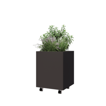 Steel planter - Square - 50 x 50 x 60 cm - Other RAL colour - With bottom plate - With wheels