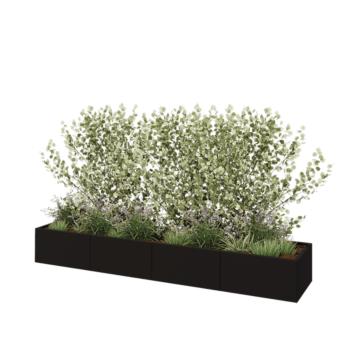 Steel planter XXL - Rectangle - 320 x 60 x 40 cm - RAL9005 matt (black) - Without bottom plate