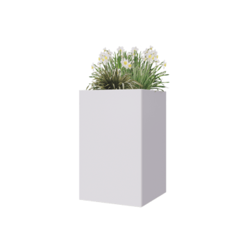 Steel planter - Square - 50 x 50 x 80 cm - RAL9005 matt (white) - Without bottom plate
