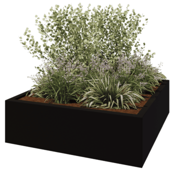 Fibreglass planter - Square - 200 x 200 x 60 cm - RAL9005 matt (black) - With bottom
