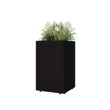 Steel planter - Square - 50 x 50 x 80 cm - RAL9005 matt (black) - With bottom plate - With legs