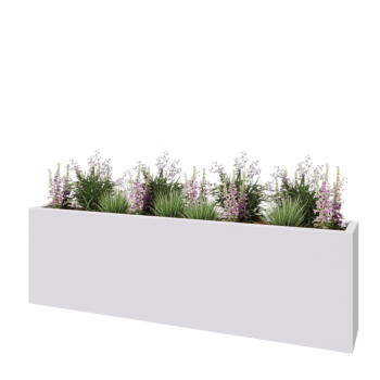 Fibreglass planter - Rectangle - 200 x 30 x 60 cm - RAL9010 matt (white) - With bottom