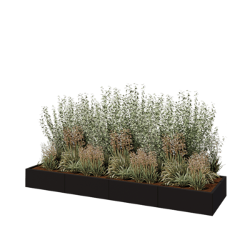 Steel planter XXL - Rectangle - 320 x 80 x 30 cm - RAL9005 matt (black) - Without bottom plate