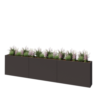 Steel planter XXL - Rectangle - 360 x 30 x 80 cm - RAL7016 matt (anthracite grey) - With bottom plate