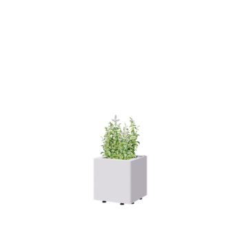 Steel planter - Square - 30 x 30 x 30 cm - RAL9005 matt (white) - With bottom plate - With legs