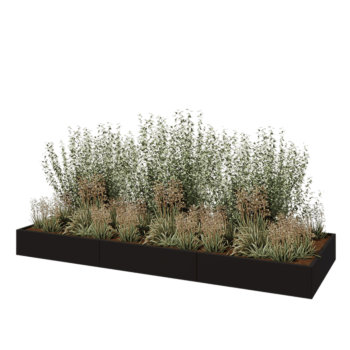 Steel planter XXL - Rectangle - 360 x 120 x 30 cm - RAL9005 matt (black) - Without bottom plate