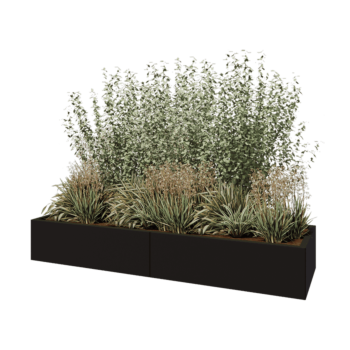 Steel planter XXL - Rectangle - 200 x 60 x 30 cm - RAL9005 matt (black) - Without bottom plate