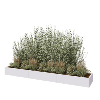 Steel planter XXL - Rectangle - 360 x 60 x 30 cm - RAL9005 matt (white) - Without bottom plate