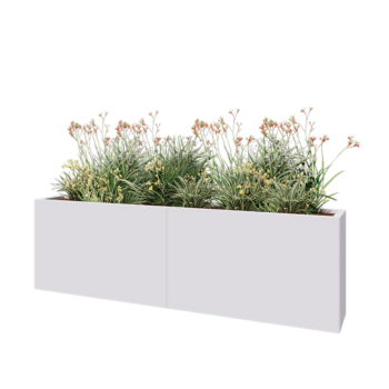 Steel planter XXL - Rectangle - 200 x 30 x 60 cm - RAL9005 matt (white) - With bottom plate