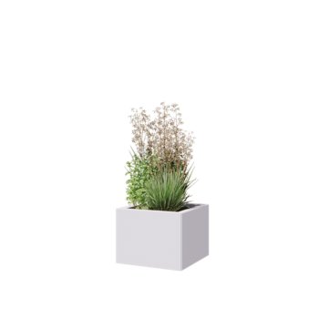 Steel planter - Square - 40 x 40 x 30 cm - RAL9005 matt (white) - With bottom plate