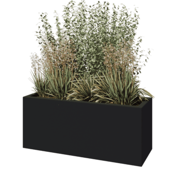 Fibreglass planter - Rectangle - 120 x 40 x 50 cm - RAL7021 matt (black grey) - With bottom