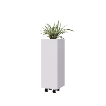 Steel planter - Square - 30 x 30 x 80 cm - RAL9005 matt (white) - With bottom plate - With wheels