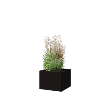Steel planter - Square - 40 x 40 x 30 cm - RAL9005 matt (black) - Without bottom plate