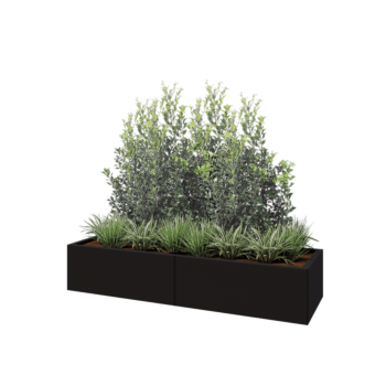 Steel planter XXL - Rectangle - 160 x 50 x 30 cm - RAL9005 matt (black) - With bottom plate