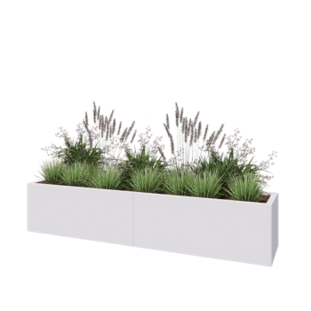Steel planter XXL - Rectangle - 200 x 40 x 40 cm - RAL9005 matt (white) - Without bottom plate